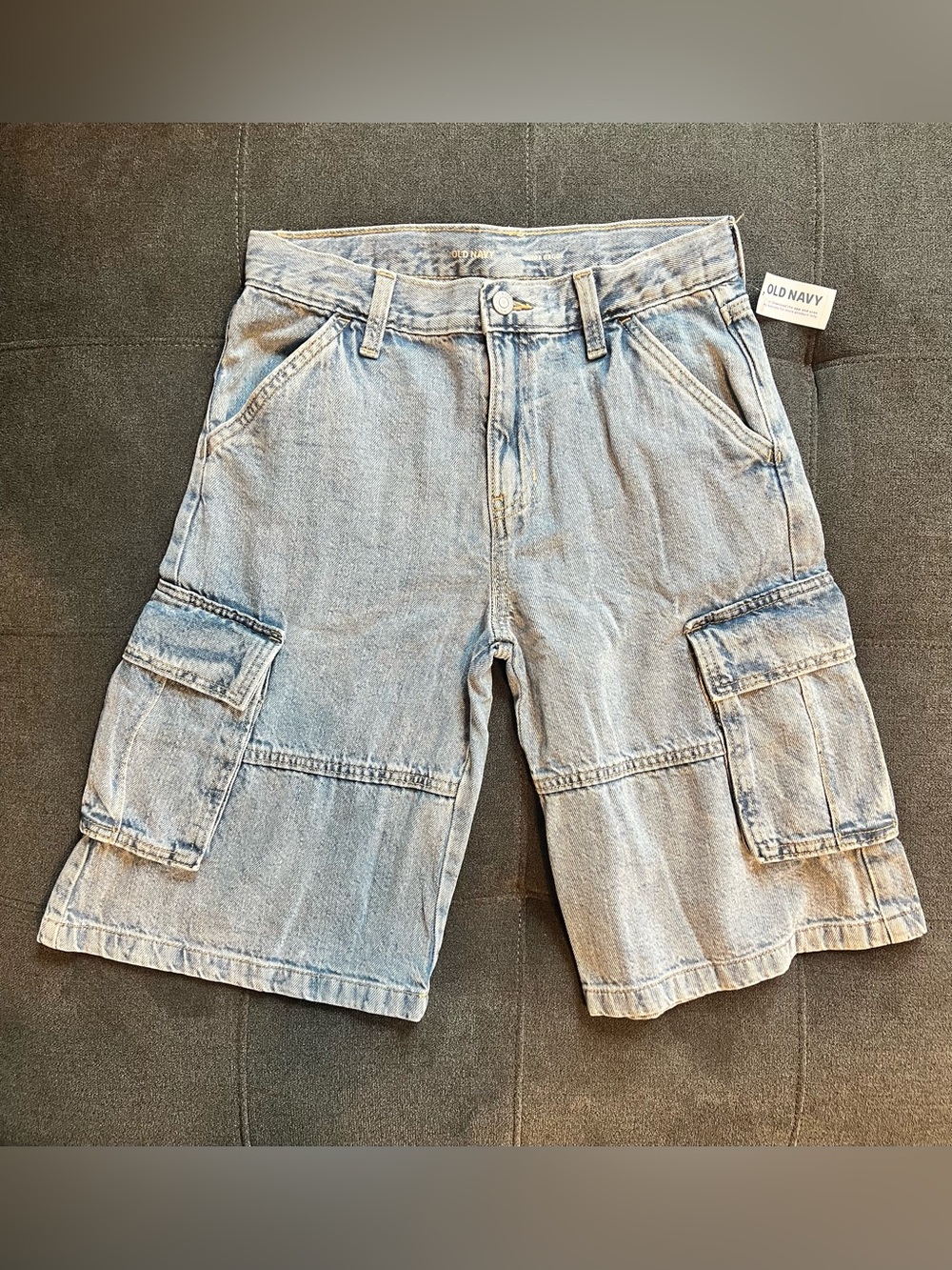 Old Navy Girls Mid-Rise Ultra Baggy Cargo Jean Shorts, Size XL (14)